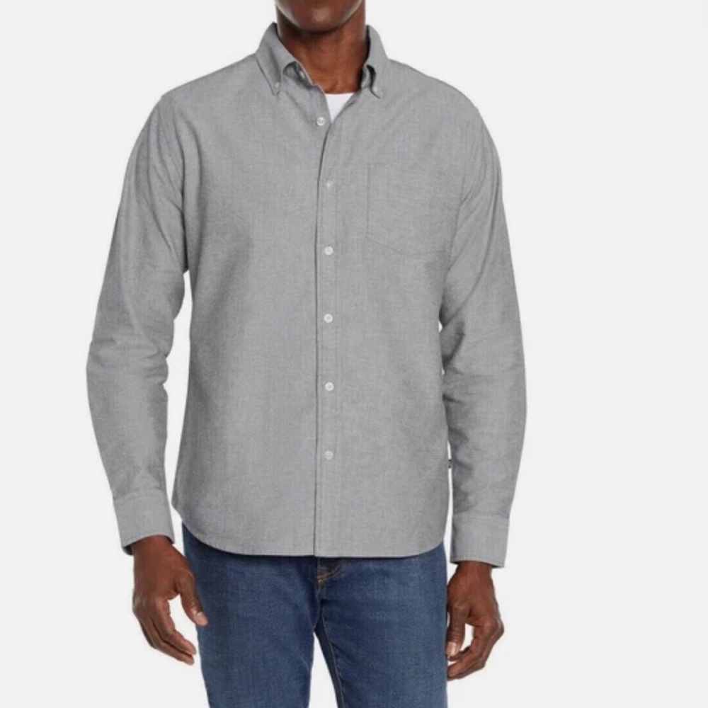 Gap Men's Oxford Long Sleeve Button Up Shirt Gray Size 3XL